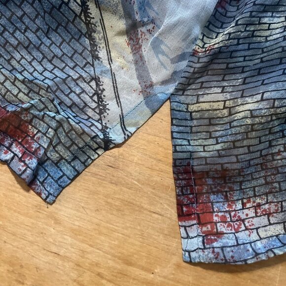 Half Moon Bay Rayon Large Art Print Button-Up Shirt With Beaded Details Made In - Picture 10 of 12